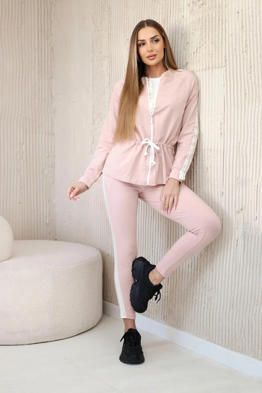 Kesi Dámská bavlněná souprava 67153 s ozdobnými lemy Barva: Růžová - světle, Velikost: UNI
