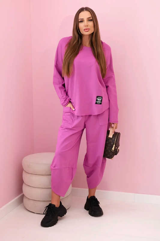 Kesi Bavlněná souprava 6171G - mikina + kalhoty Barva: Fialová, Velikost: UNI