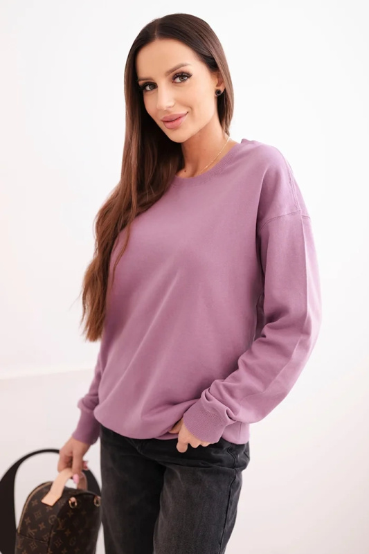 Kesi Dámská mikina z pružného bavlněného materiálu basic s kulatým výstřihem Barva: Růžová - tmavě, Velikost: M