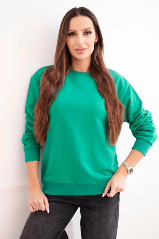 Kesi Dámská mikina z pružného bavlněného materiálu basic s kulatým výstřihem Barva: Zelená - světle, Velikost: M