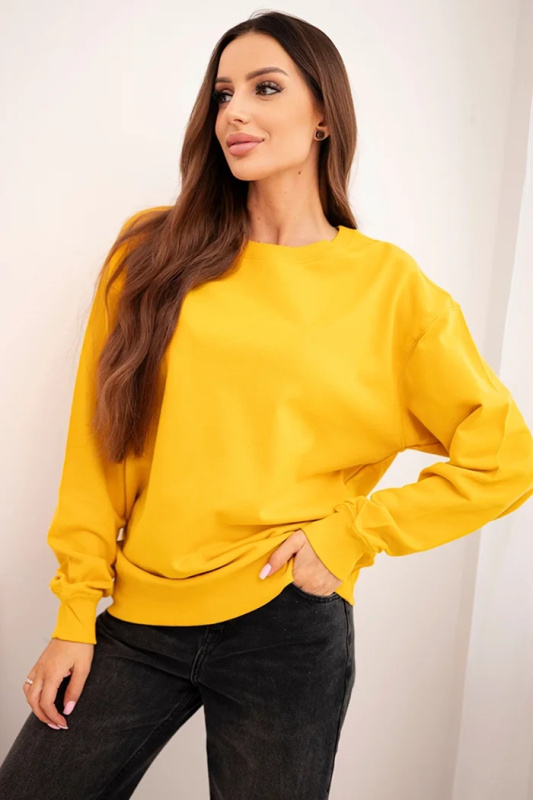 Kesi Dámská mikina z bavlny basic s kulatým výstřihem Barva: Žlutá, Velikost: M