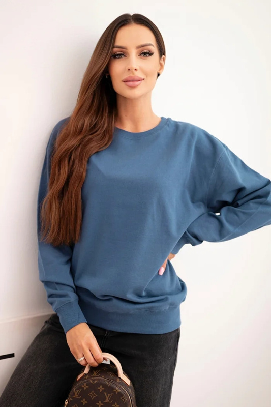 Kesi Dámská mikina z bavlny basic s kulatým výstřihem Barva: Modrá, Velikost: L