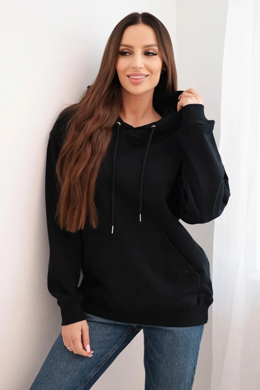 Kesi Dámská mikina s kapucí a klokaní kapsou z bavlny camelová Barva: Černá, Velikost: M