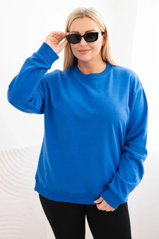 Kesi Dámská mikina s kroužkovým designem Plus Size bavlněná basic s kulatým výstřihem Barva: Fialová, Velikost: XL