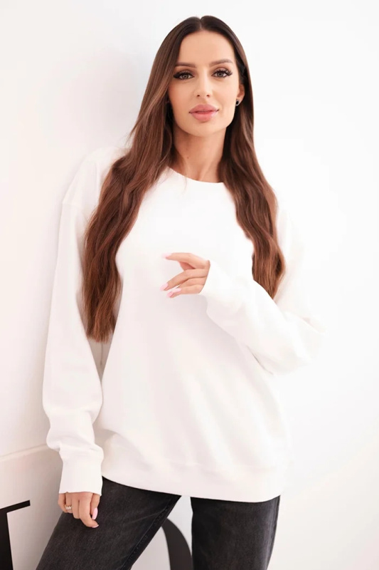 Kesi Dámská mikina z pružného bavlněného materiálu basic s kulatým výstřihem Barva: Bílá, Velikost: M