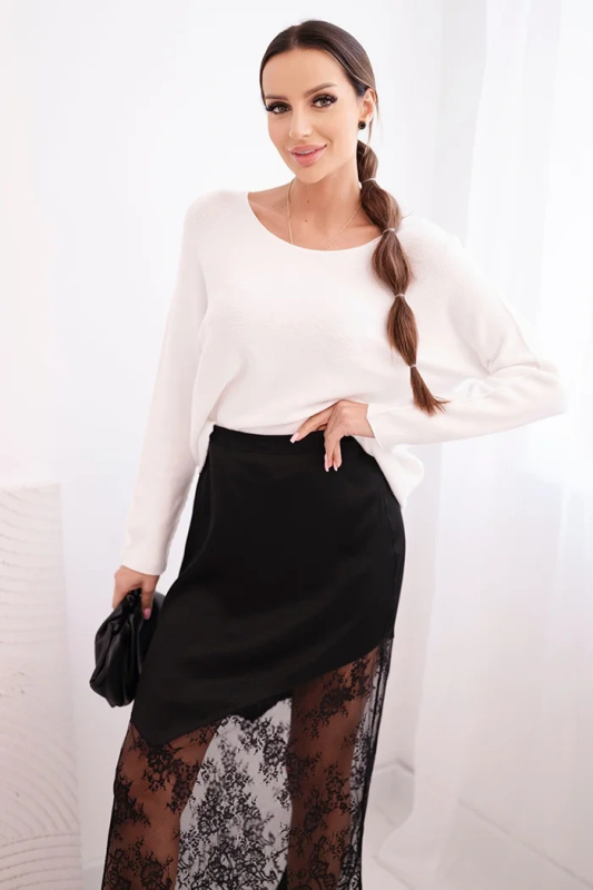 Kesi Dámská viskózová sukně s krajkou Barva: Černá, Velikost: UNI