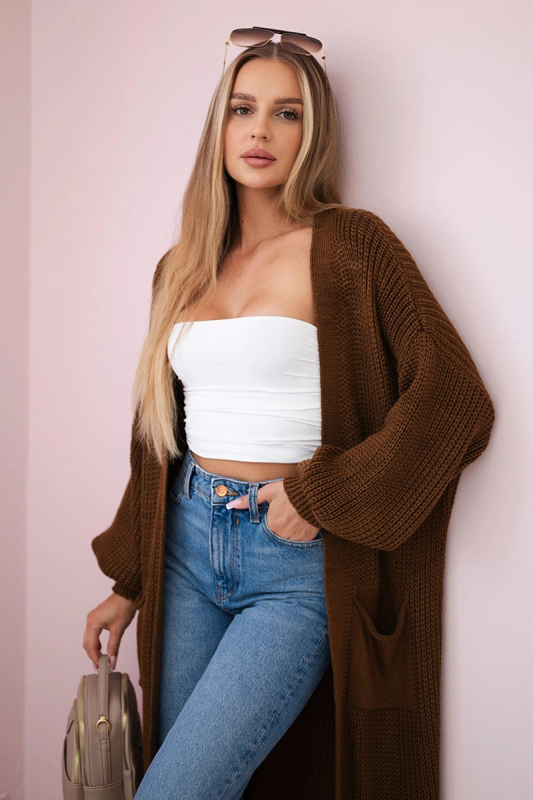 Kesi Dlouhý svetr Isolde - kardigan Barva: Hnědá, Velikost: UNI