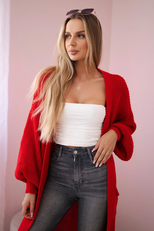 Kesi Svetr dlouhý  Isolde - kardigan Barva: Červená, Velikost: UNI