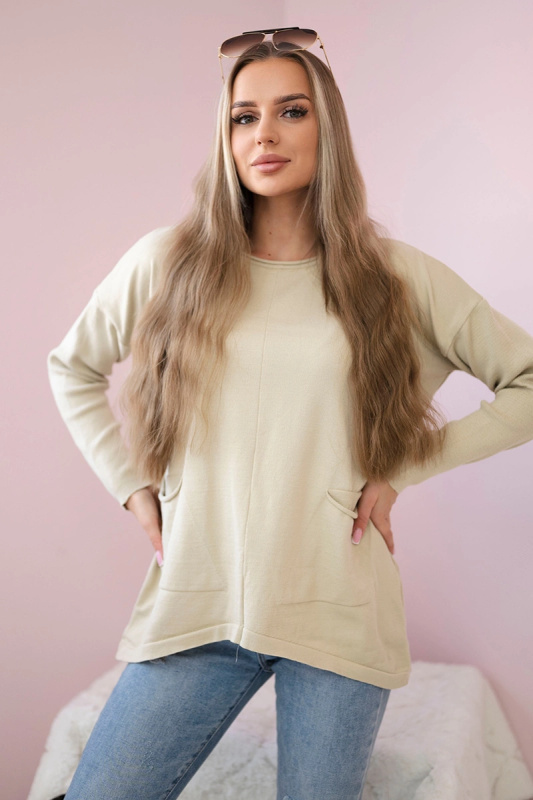 Kesi Svetr Sandy  s předními kapsami Barva: Béžová, Velikost: UNI