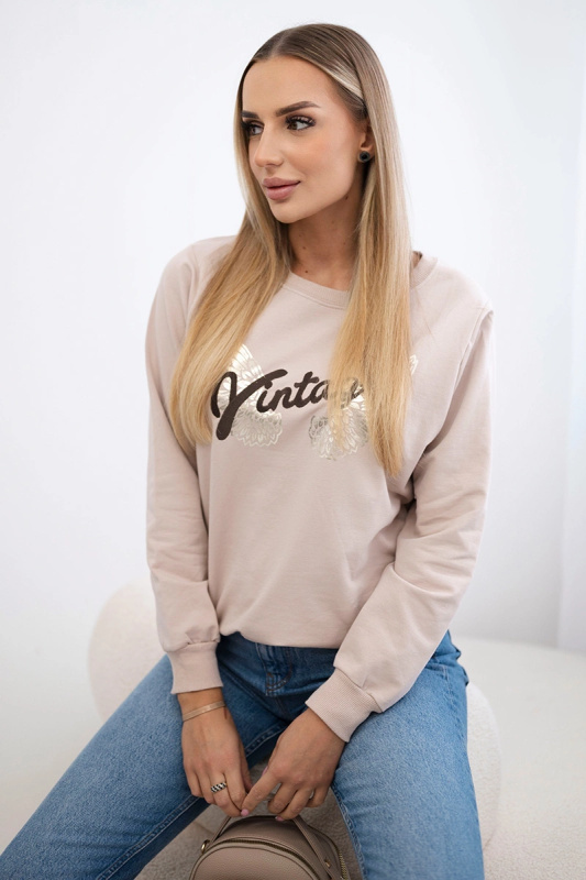 Kesi Mikina s potiskem Vintag Barva: Béžová, Velikost: UNI