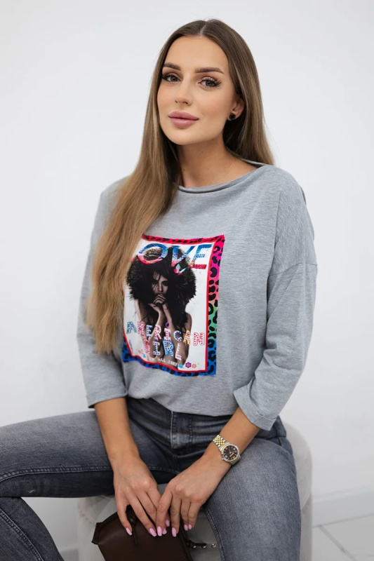 Kesi Dámské tričko LOVE Barva: Šedá, Velikost: L/XL