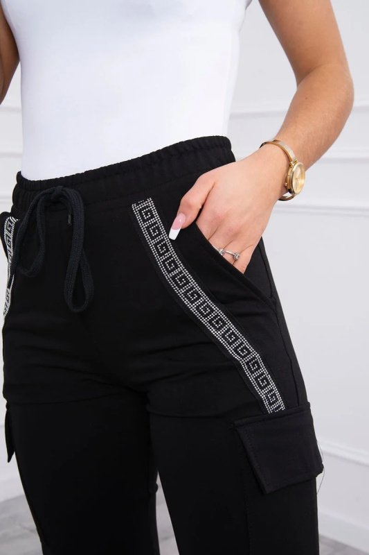 Bavlněné kalhoty cargo černé 4XL-5XL-6XL