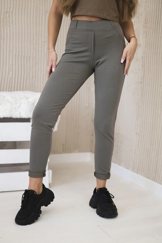 Kesi Bavlněné kalhoty s kapsami vzadu černý Barva: Zelená, Velikost: 2XL