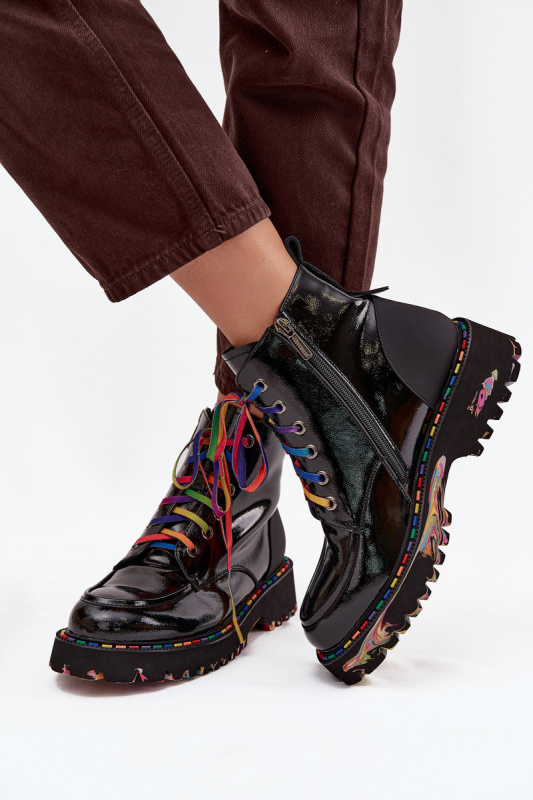 Kožené lakované dámské kotníkové boty Artiker 57C0064 Černé 39