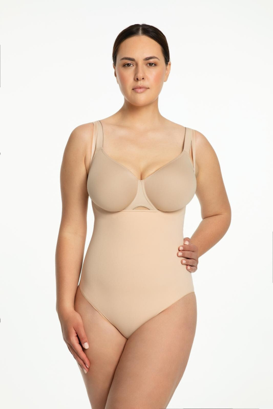 Body Julimex 419 Seamless Body Open Bust Barva: Béžová, Velikost: 2XL