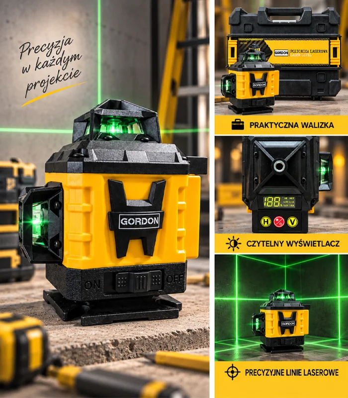 Gordon Laserový nivelační přístroj - křížový laser - GORDON G1390 - 16 čárek - 360° + stativ
