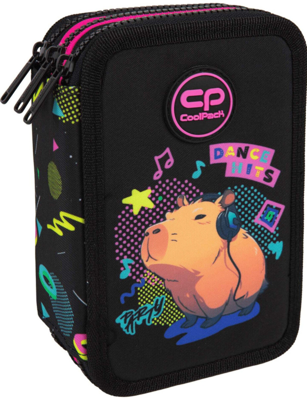 Trojkomorové vybavené Penál Coolpack Jumper 3 Capybara Music