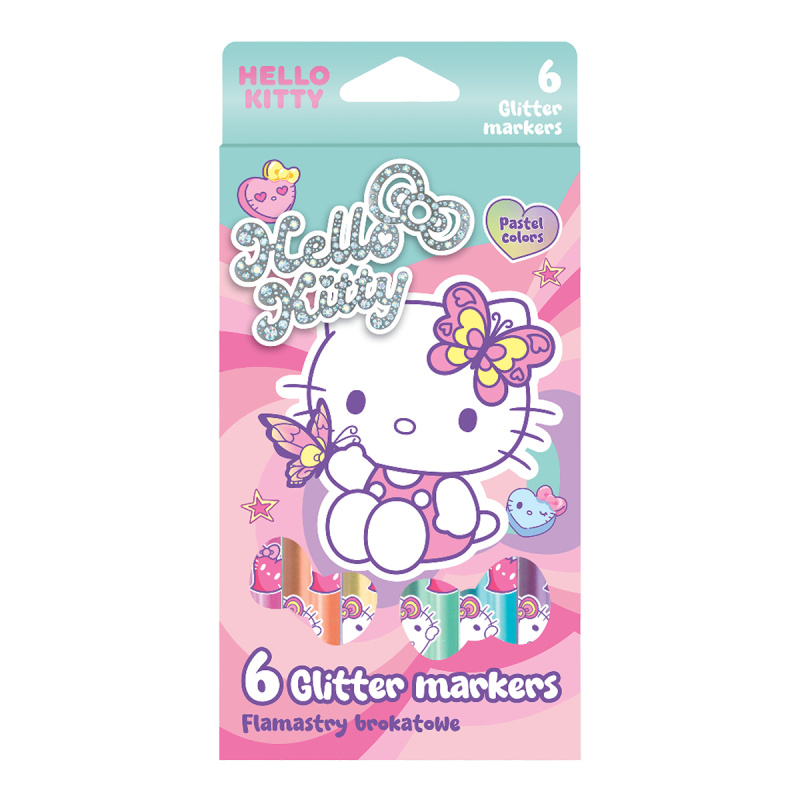 Popisovače s glitry Colorino Hello Kitty, kulaté, 6 barev