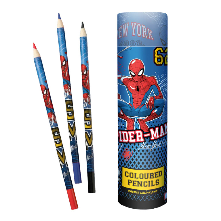 Pastelky kulaté Colorino - Spider-Man - 12 barev v kovové tubě