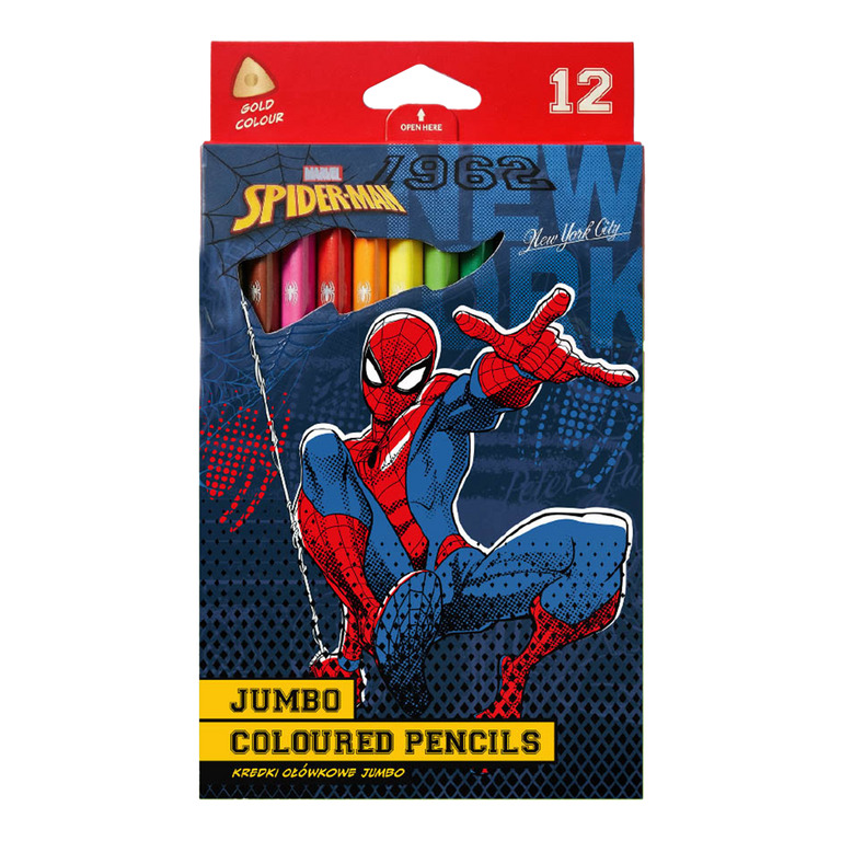Pastelky trojhranné Colorino JUMBO - Spider-Man - 12 barev
