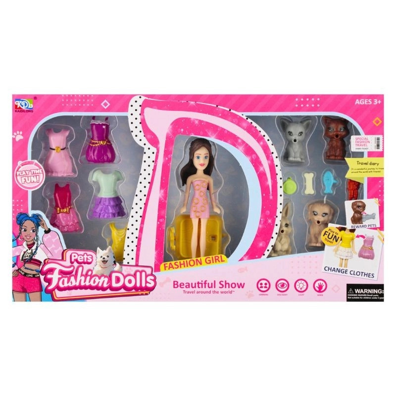 Oblékací panenka se zvířátky a doplňky 8 cm