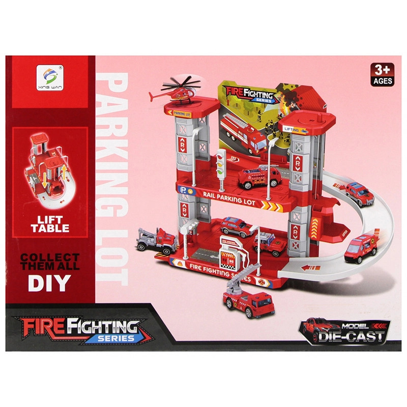 Hasičské parkoviště se stavebnicí a vozidly