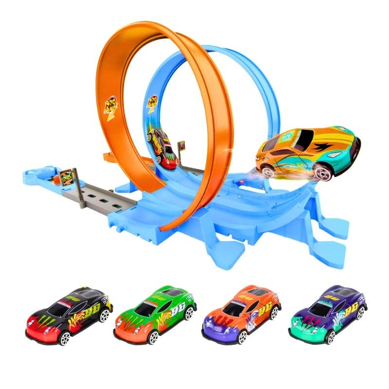 Autodráha s 4 kovovými autíčky