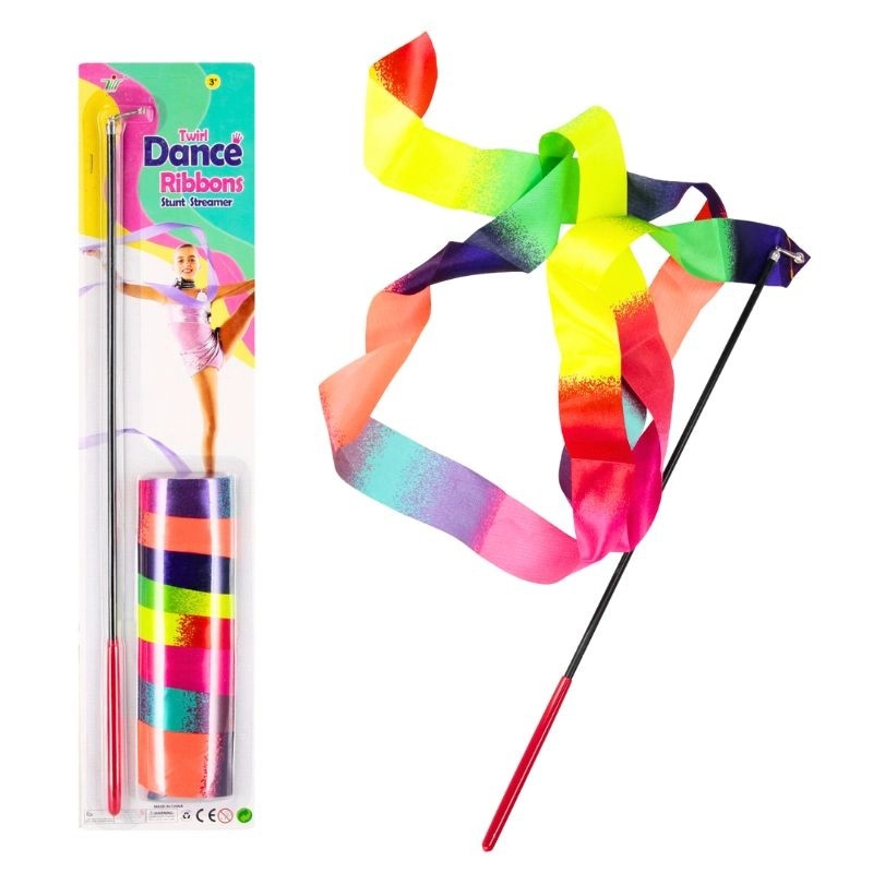 Barevná gymnastická stuha s tyčkou pro tanec a gymnastiku