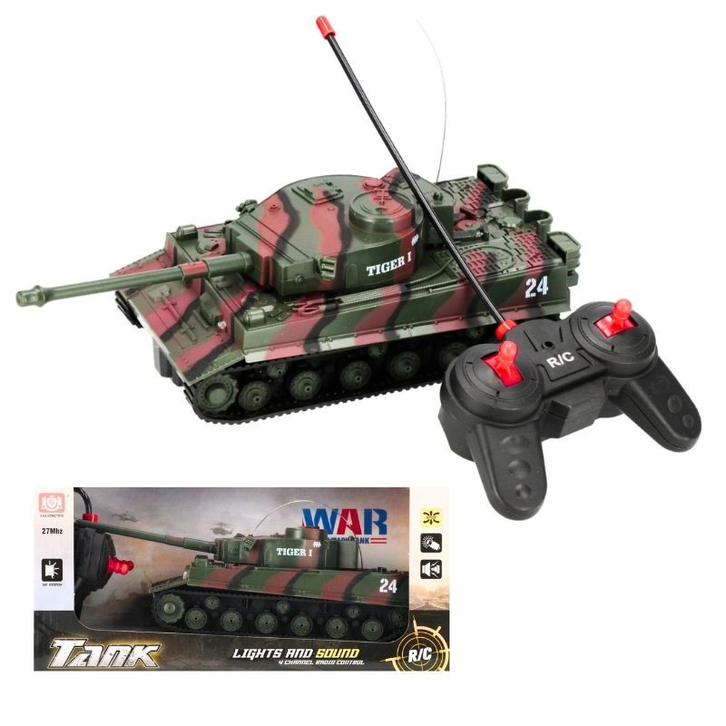 Tank na dálkové ovládání Tiger I s pásovým podvozkem a světelnými efekty