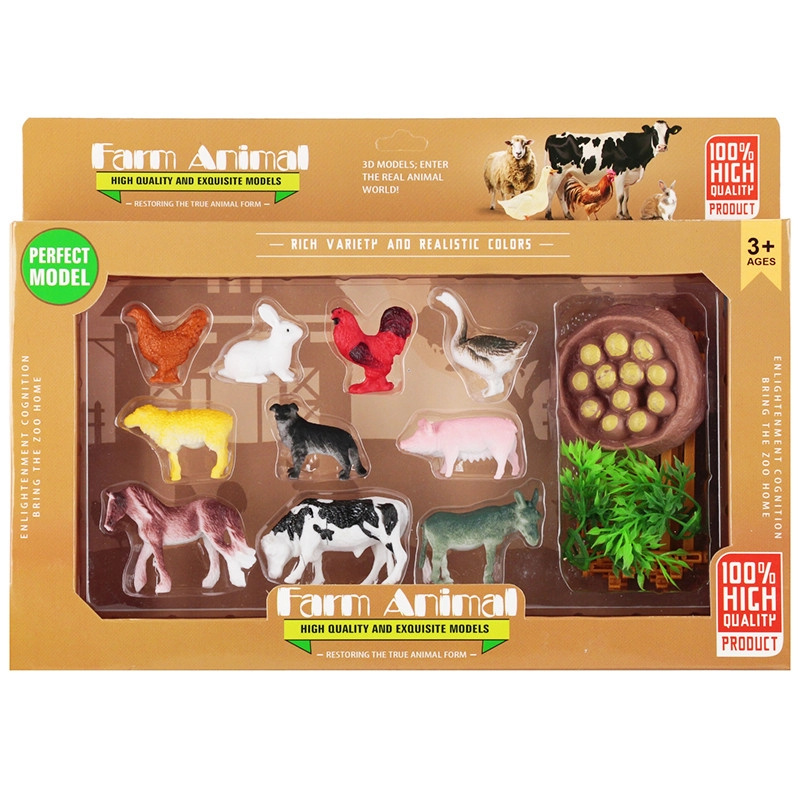 sada figurek domácích zvířat s farmou (10 ks)