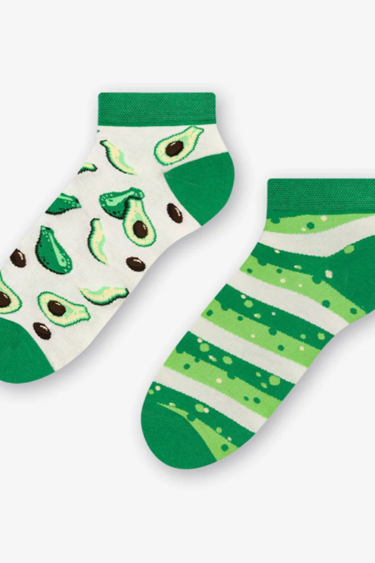 034 KRÁTKÉ DÁMSKÉ ASYMETRICKÉ PONOŽKY ECRU/AVOCADO 39-42