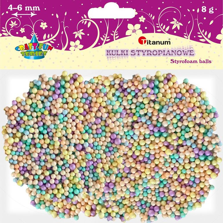 Polystyrenové kuličky, 4-6 mm - pastelový mix