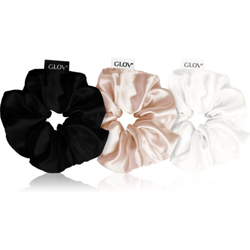 GLOV Satin Scrunchies S gumičky do vlasů Black/White/Sparkling Wine 3 ks