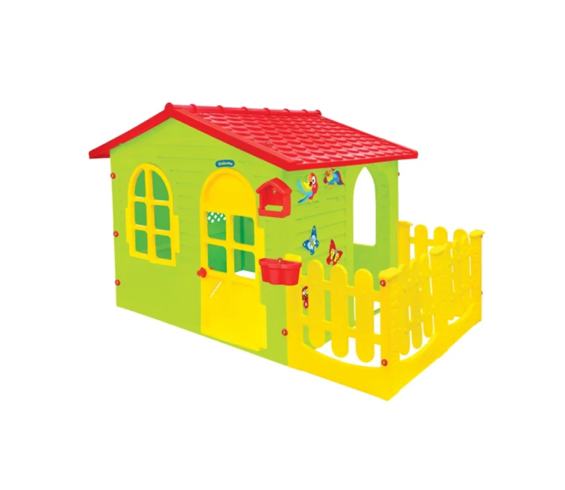 MOCHTOYS Dětský zahradní domeček s plotem a tabulí