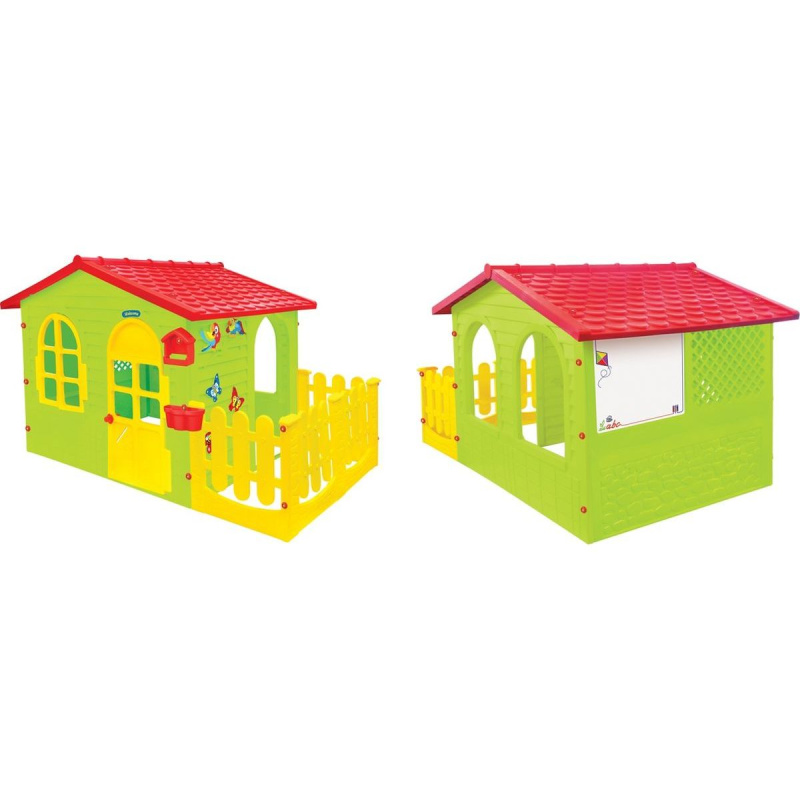 MOCHTOYS Dětský zahradní domeček s plotem a tabulí