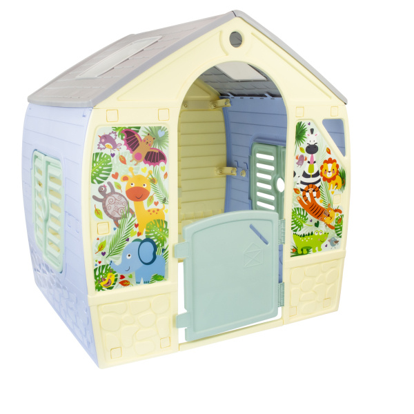 Mochtoys - Dětský zahradní domeček se zvířátky modrý