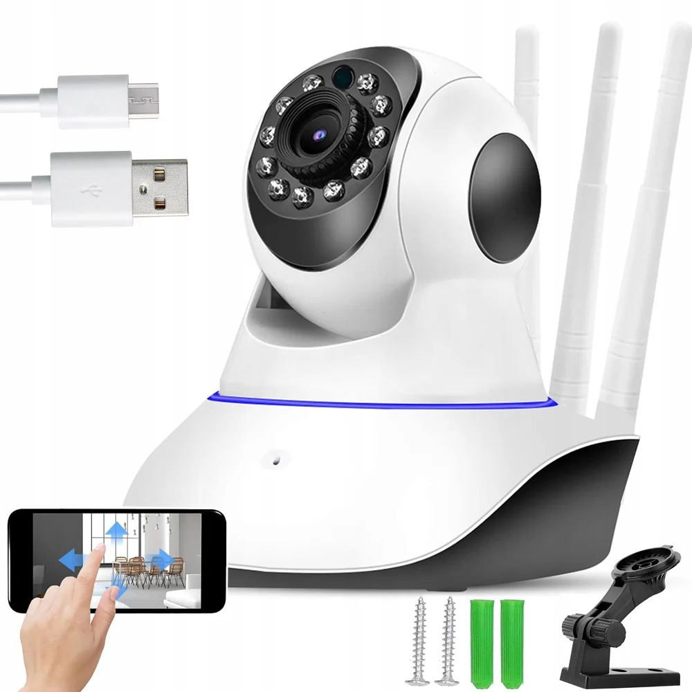 VERK Otočná WiFi IP kamera s nočním viděním a detekcí pohybu - HD - bílá