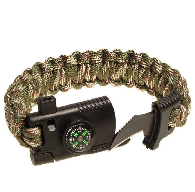 Náramek přežití s kompasem 4 v 1 - woodland