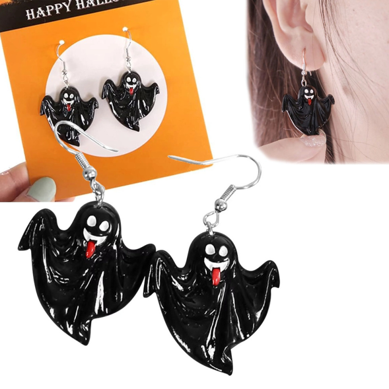 Halloweenské náušnice duch dýně