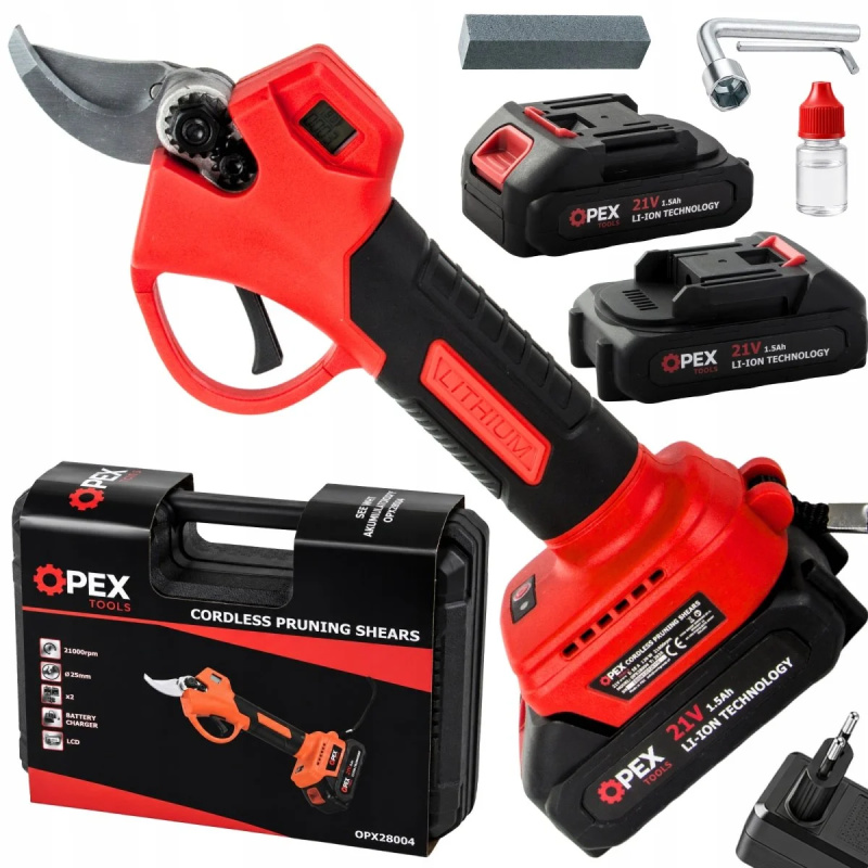 OPEX TOOLS Aku zahradní nůžky OPEX + 2x baterie + kufřík + příslušenství