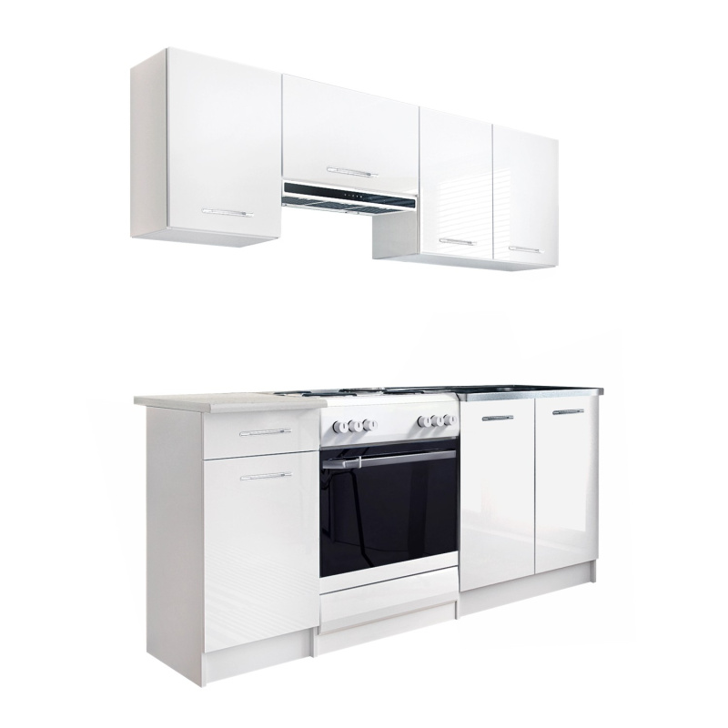 Black&White Style Kuchyňská sestava Eco, lesklá bílá, 180 cm