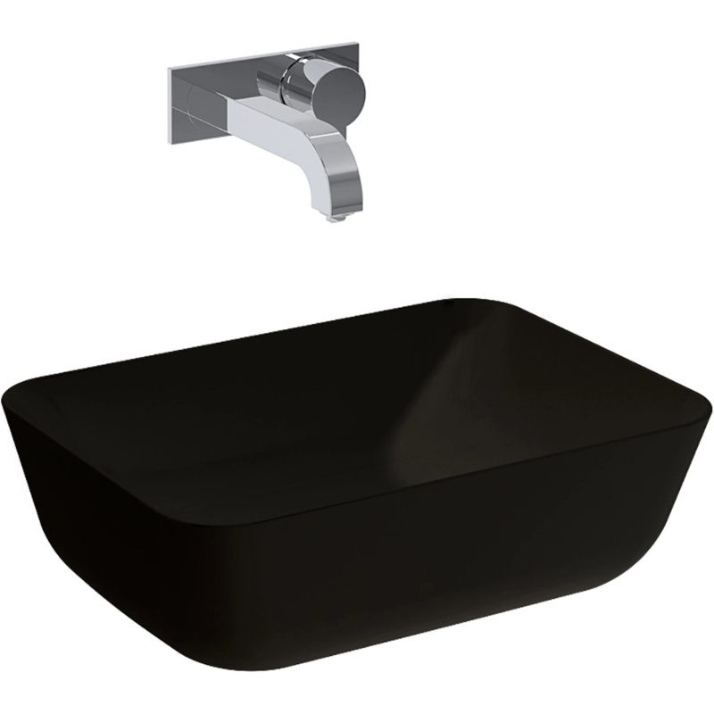 Elita Keramické umyvadlo na desku Reni, černá, 45,5 x 13,5 x 32,5 cm