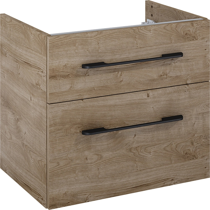 Maximus Skříňka pod umyvadlo Madrid, 2 zás., dub Canela + černé úchytky, 60 cm