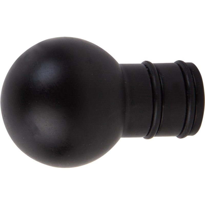 Koncovka záclonové tyče, koule, černá, 2 ks, pr. 19 mm