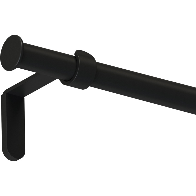 Sada záclonové tyče kovová, kulatá koncovka, černá 160 cm