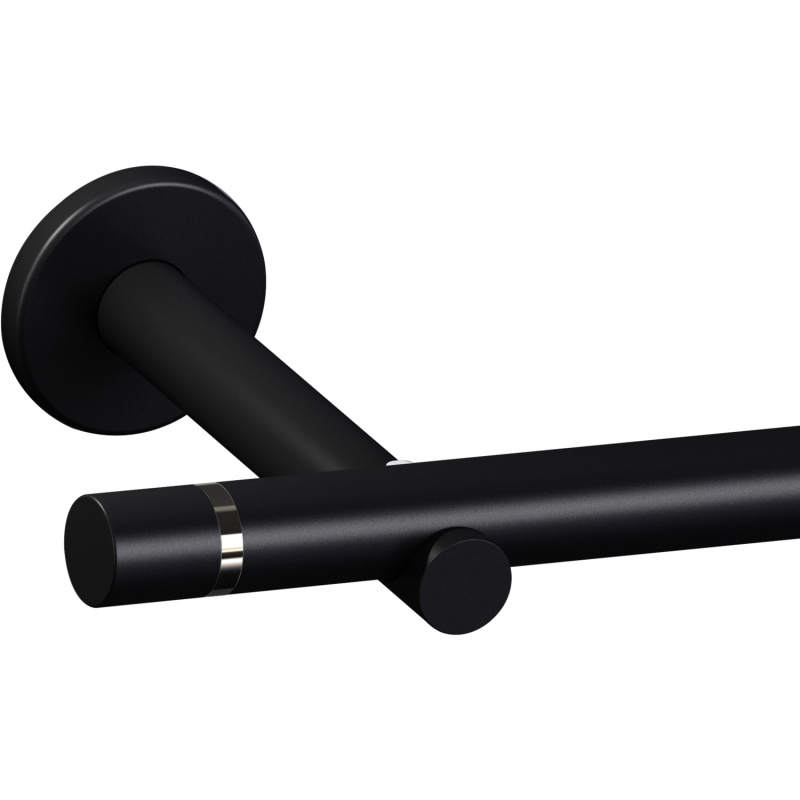 Sada záclonové tyče kovová, válcová koncovka, černá 160 cm