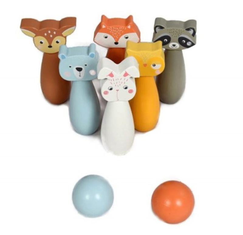 Adam Toys Dřevěné kuželky Lesní zvířátka