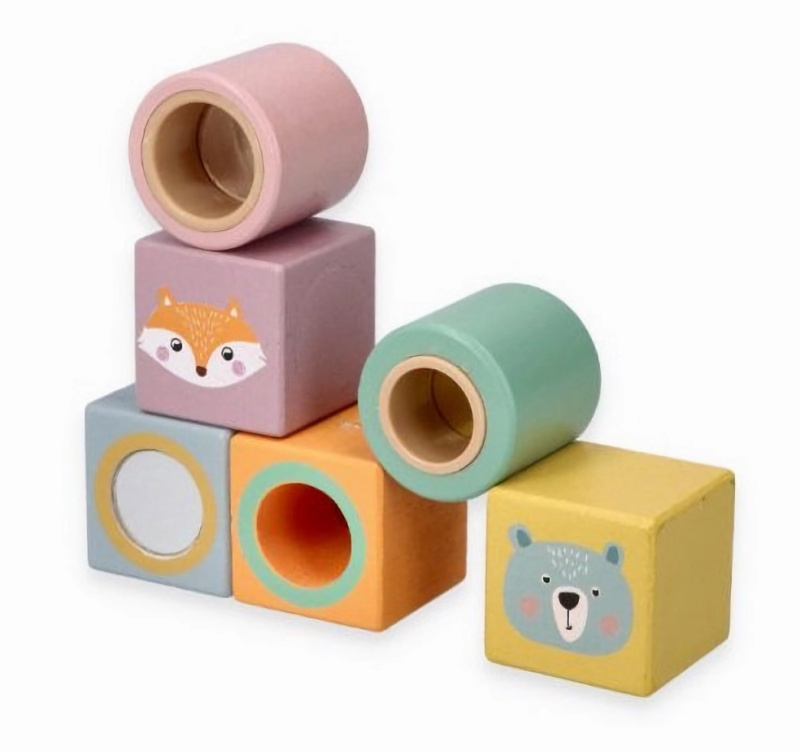 Adam Toys barevné kostičky s rolničkou zvířatka