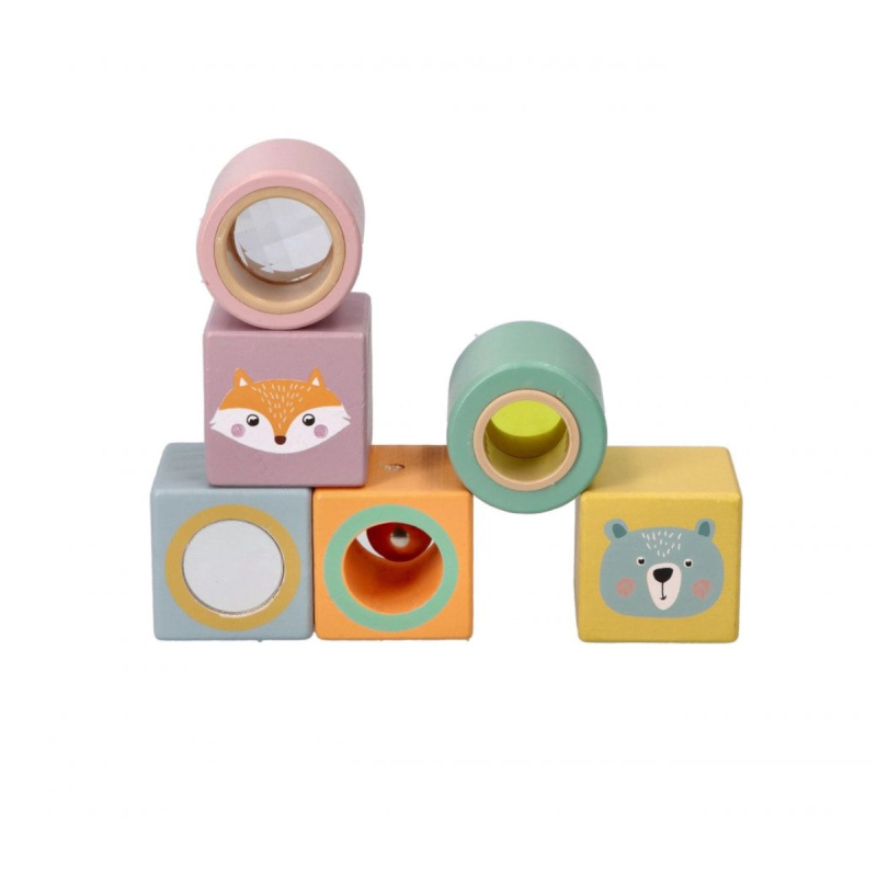 Adam Toys barevné kostičky s rolničkou zvířatka