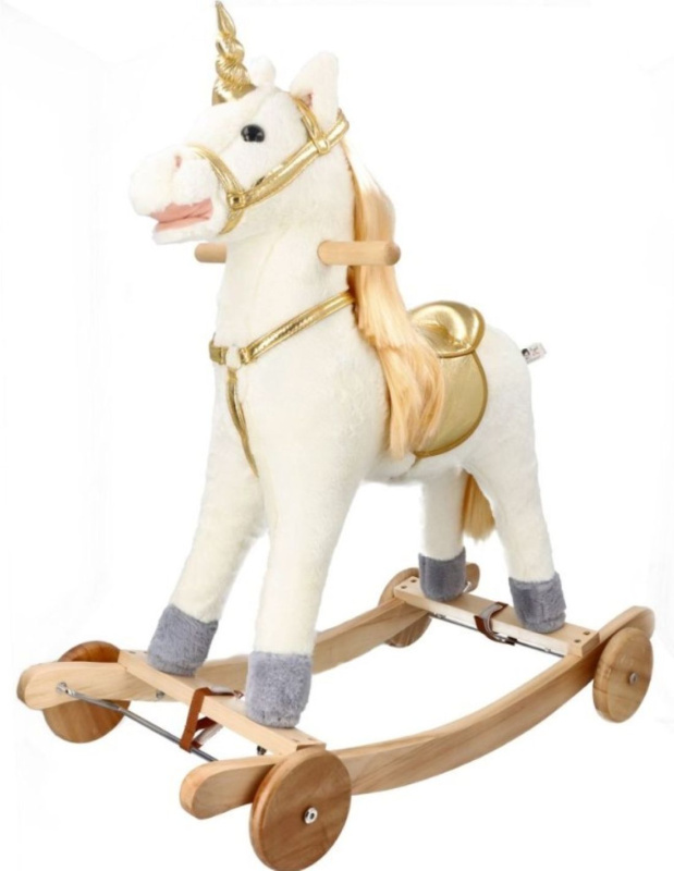 Houpací kůň Golden Unicorn s kolečky